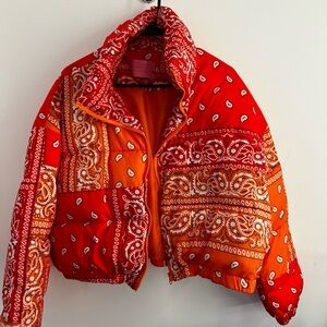 Paisley Patterned Red and Orange Women's Jacket